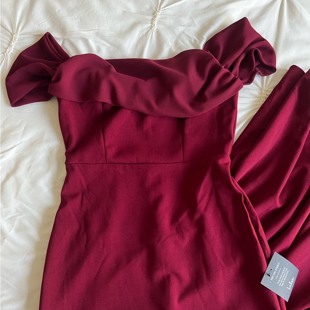 Lulu's Burgundy Off the Shoulder Dress
